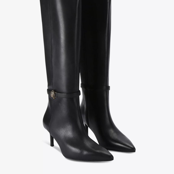 Kurt Geiger London Kensington Flexi Black Leather Knee High Boots 38.5 / US 8 - Picture 1 of 10